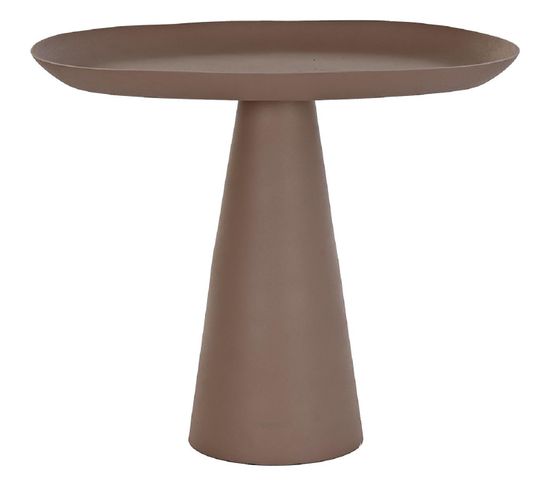 Table D'appoint Ovale En Aluminium Coloris Rose Mat - Longueur 53 X Profondeur 33 X Hauteur 44 Cm