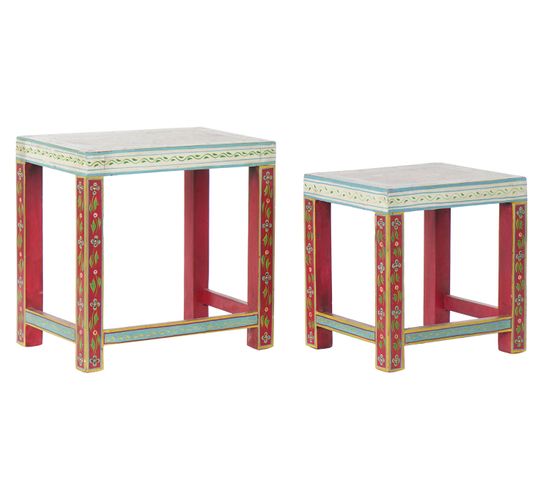 Set De 2 Tables D'appoints En Bois De Manguier Multicolore