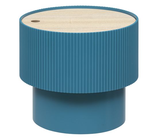 Table Basse Ronde En Mdf Coloris Bleu  - Diamètre 38,5   X Hauteur 35  Cm