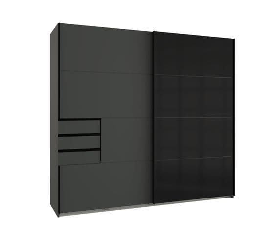 Armoire, placard  coloris graphite, noir   - L. 225  x H. 208 x P. 64  cm 