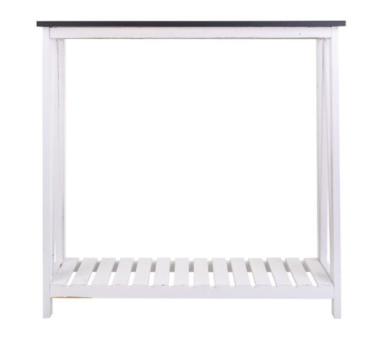 Meuble Console, Table Console En Bois Coloris Blanc, Marron - L. 80  X P. 30 X H. 80 Cm