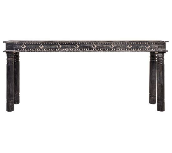 Meuble Console, Table Console En Bois Sculpté Coloris Noir - L.  175 X P. 41 X H. 76 Cm