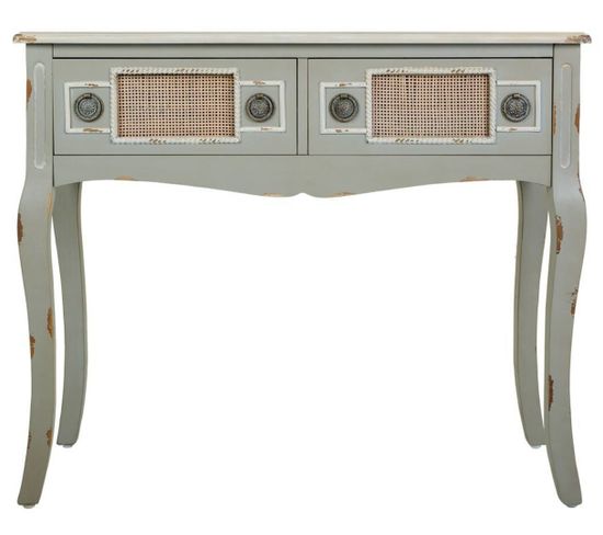 Meuble Console, Table Console En Bois Avec 2 Tiroirs  - L. 90 X P. 33 X H. 77  Cm