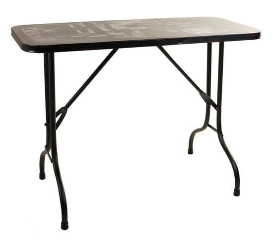 Table De Repas, Table à Manger Rectangulaire En Métal Noir - L. 100 X P. 47 X H. 75 Cm