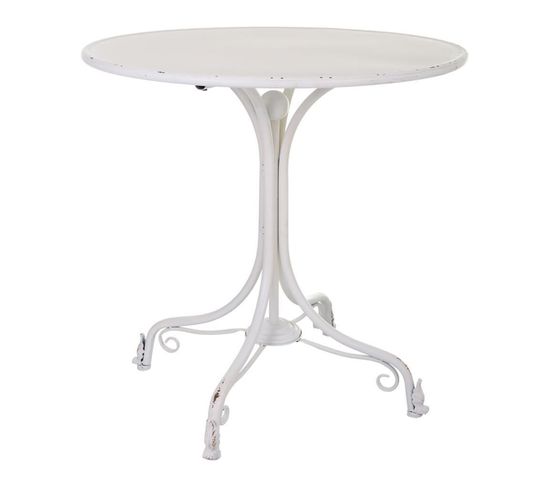 Table Haute, Table De Bar Ronde En Métal Coloris Blanc  - Diamètre 80 X Hauteur 78 Cm