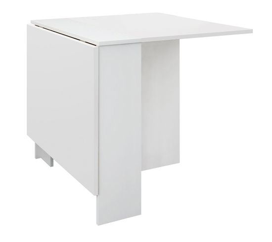 Table à Manger D'appoint, Table De Salon  Extensible Coloris Blanc - L. 31 / 87 / 142 X P. 77 Cm