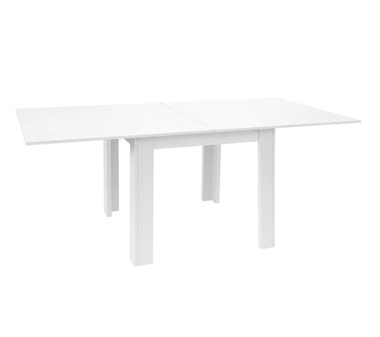 Table à Manger, Table De Repas Extensible Coloris Blanc - Longueur 90-180 X Profondeur 90 Cm