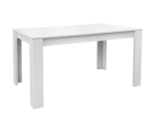 Table à Manger, Table De Repas Coloris Blanc - Longueur 141 X Profondeur 81 Cm