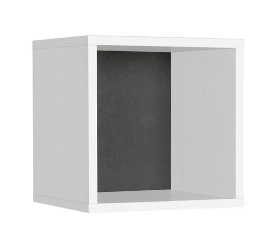 Etagère Cube Murale Coloris Blanc, Gris Anthracite - Longueur 33 X Profondeur 19 X Hauteur 33 Cm
