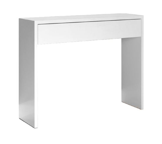 Table Console, Meuble Console Avec 1 Tiroir Coloris Blanc - L. 100 X P. 30 X H. 76 Cm