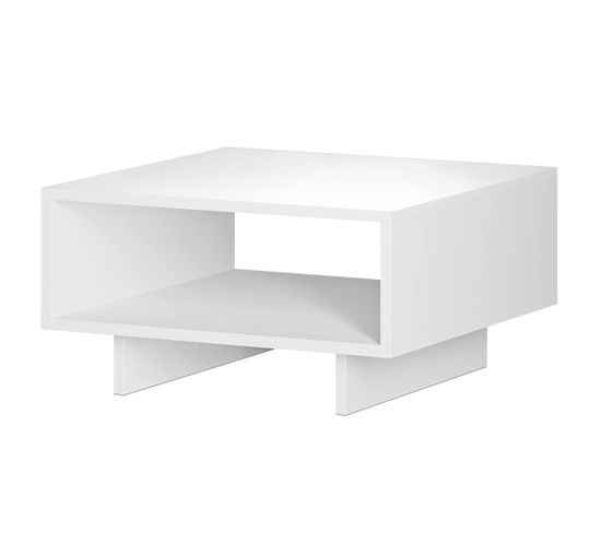 Table Basse, Table De Salon Coloris Blanc - Longueur 60 X Profondeur 60 X Hauteur 32 Cm