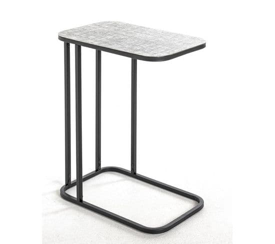 Table D'appoint En Métal Noir Et Aluminium Argenté - Longueur 46 X Profondeur 29 X Hauteur 62 Cm