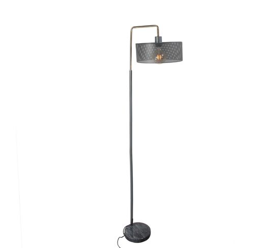 Lampadaire Moderne Ajouré Yvan - Socle En Marbre - H. 152 Cm - Gris