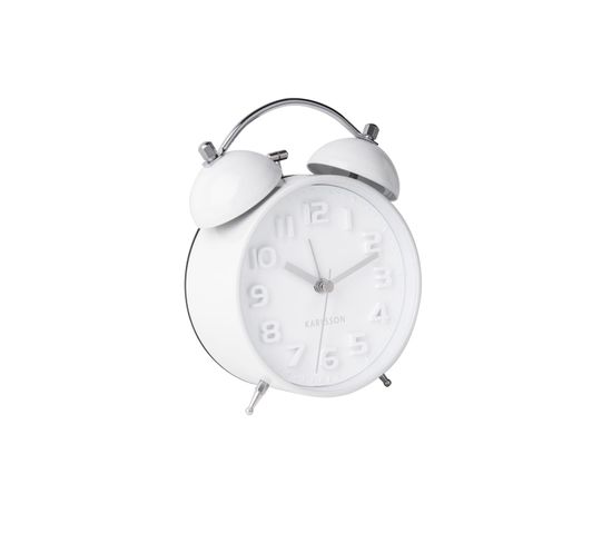 Horloge Réveil Rétro Mr. White - Diam. 11 Cm - Blanc