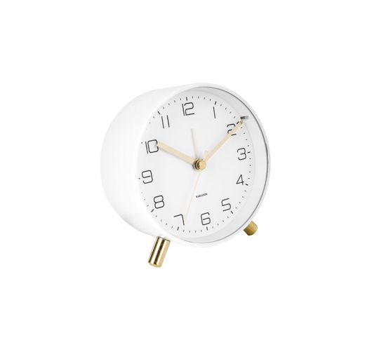 Horloge Réveil En Métal Lofty - Diam. 11 Cm - Blanc