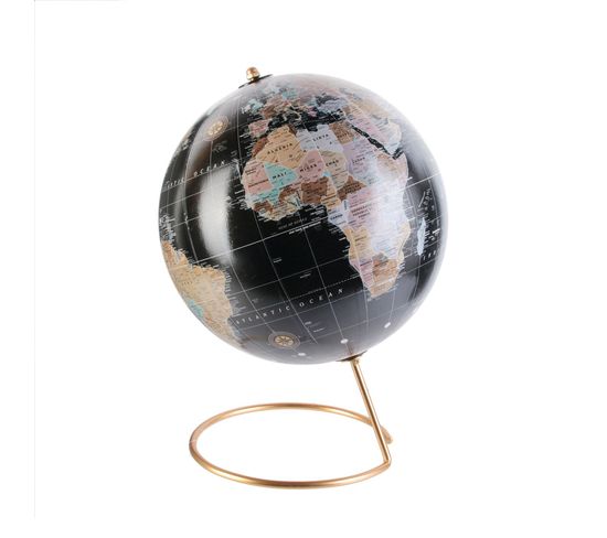 Globe Terrestre Décoration à Poser Diam. 21,50 Cm - Noir