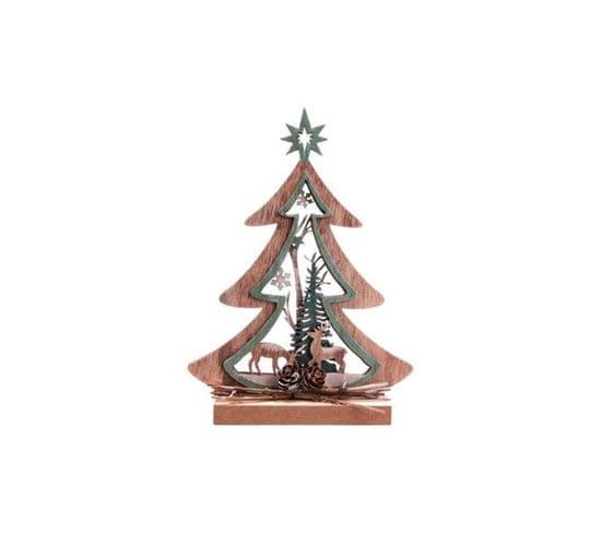 Décoration De Noël En Bois Sapin Et Renne Forest Deco - Marron
