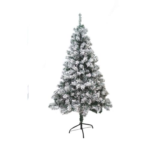 Sapin De Noël Artificiel Enneigé Oslo - 650 Branches Épaisses - H. 180 Cm - Blanc Et Vert