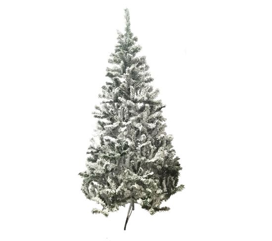 Sapin De Noël Artificiel Enneigé Oslo - 850 Branches Épaisses - H. 210 Cm - Blanc Et Vert