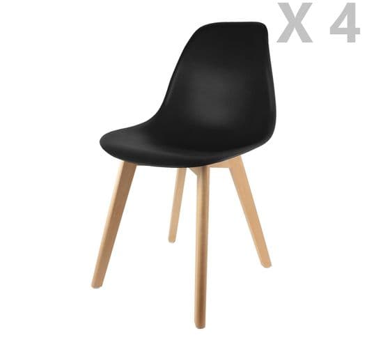 4 Chaises Design Scandinave à Coque Holga - Noir
