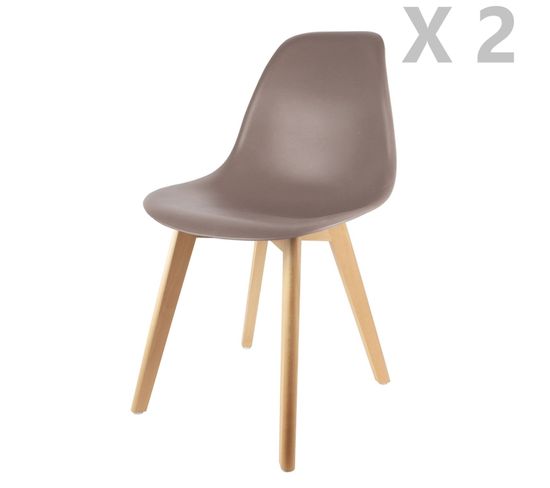 2 Chaises Design Scandinave à Coque Holga - Taupe