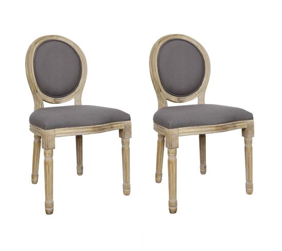2 Chaises De Table Design Médaillon Eleonor - Gris