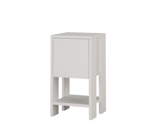 Table De Chevet 1 Porte - L.30 Cm - Blanc