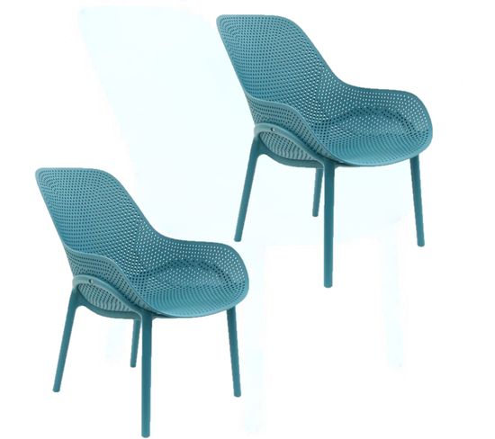 2 Fauteuils Pour Table De Jardin Design Malibu - Bleu