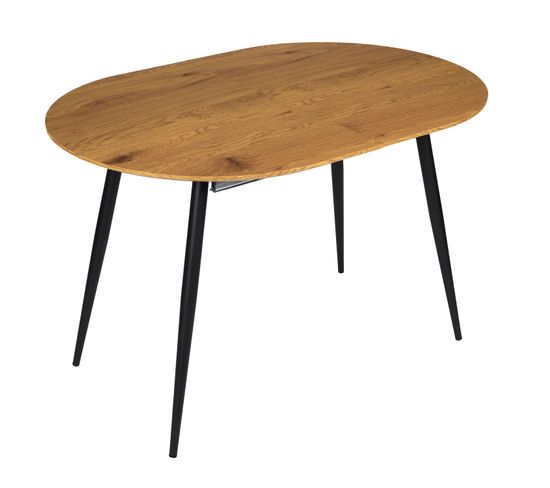 Table Extensible Ovale Pour 4 à 6 Personnes Effet Bois - L.120 à 160cm
