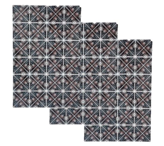 Lot De 3 X 2 Stickers Mosaic 20 X 30 Cm - Noir