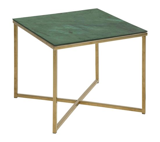 Table D’appoint Carré En Verre Et Métal - Vert