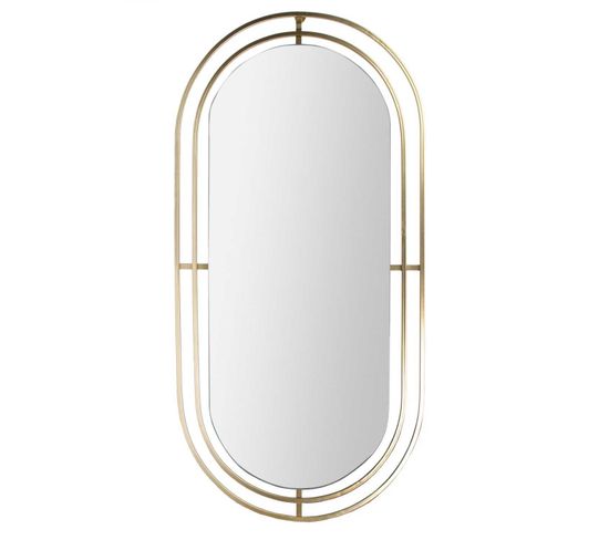 Miroir En Métal Ovale à Suspendre - Doré