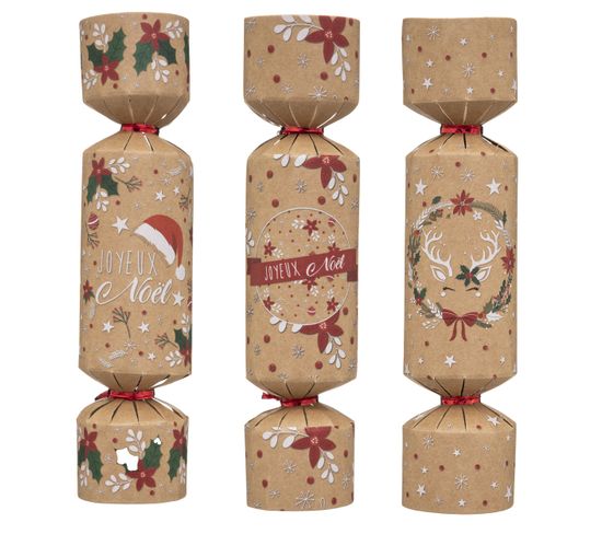 Lot De 6 Crackers Imprimés De Noël