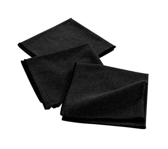 Lot De 3 Serviettes De Table En Coton Recyclé Anaïs - Noir