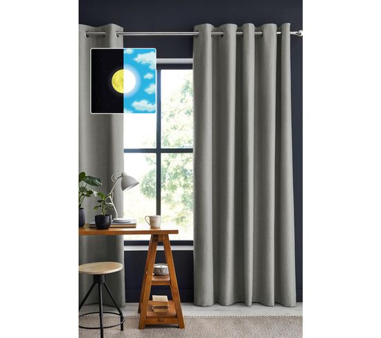 Rideau 100% Occultant Luxe 140 X 260 Cm Obscure Gris Clair