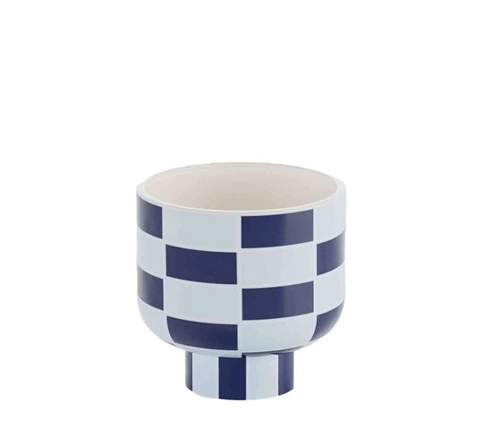 Versailles - Vase Céramique Motif Damier Bleu