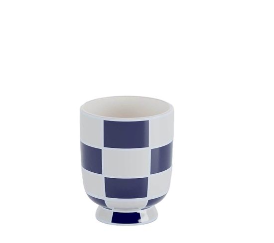 Geneve - Vase Décoratif En Céramique à Damier Bleu
