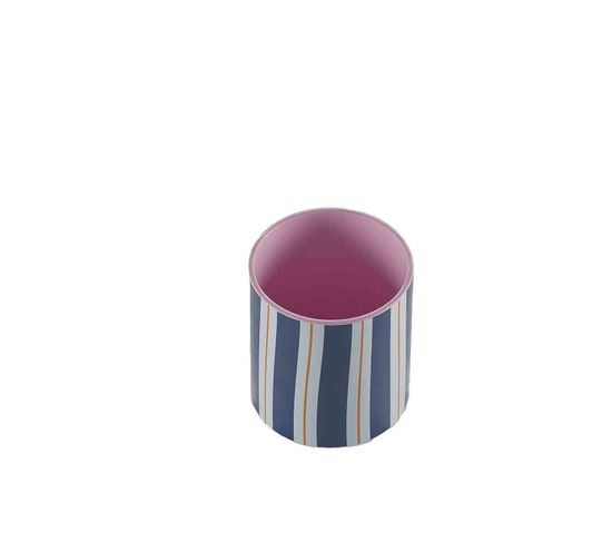 Orlando Petit - Petit Vase Cylindrique à Rayures Bleues