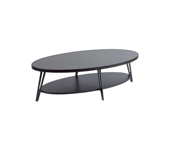 Table Basse Ovale Acier/céramique Noir Mat - Minaj