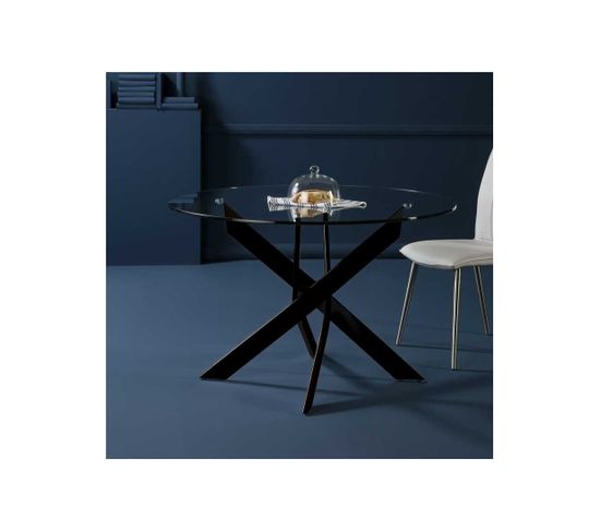 Table De Repas Ronde Noir 120 Cm - Faxou