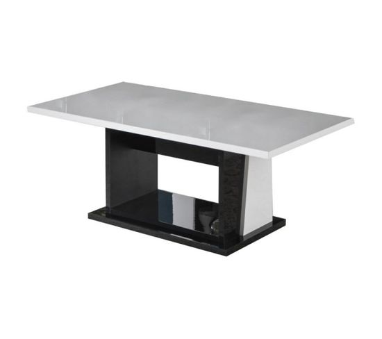 Table Basse Laque Blanc Et Noir Brillant - Lasina - L 120 X L 60 X H 45 Cm