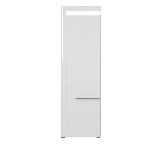 Armoire 2 Portes Blanc Brillant à LED - Kiele - L 60 X L 39 X H 195.5 Cm
