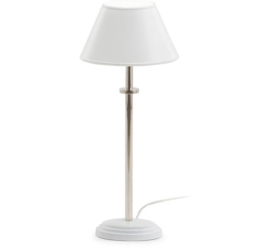 Lampe De Table Avec Abat-jour 15x11x45 Métal Blanc/nickel