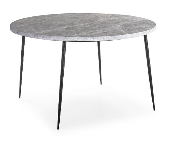 Table 125x125x75 Marbre Gris/métal Noir