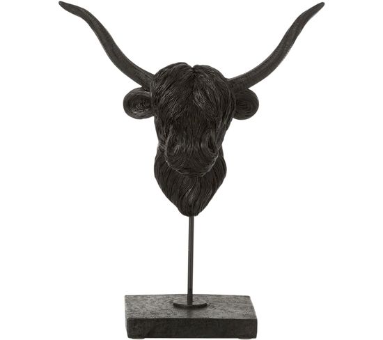 Sculpture Buffle Noir Résine 28x16x35cm