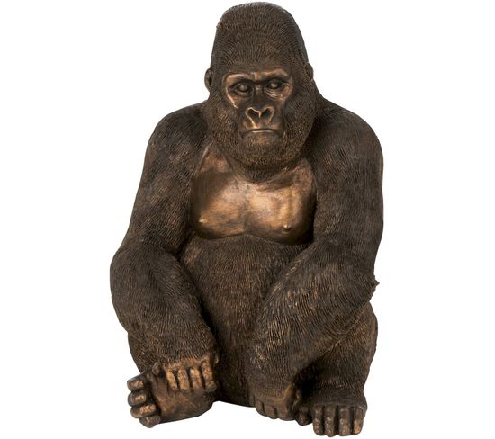 Sculpture Gorille Marron Résine 27x22x37cm
