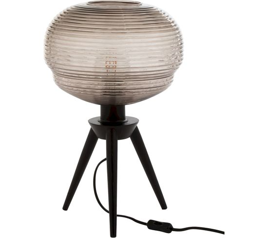 Lampe De Table Gris Verre 30x30x47cm