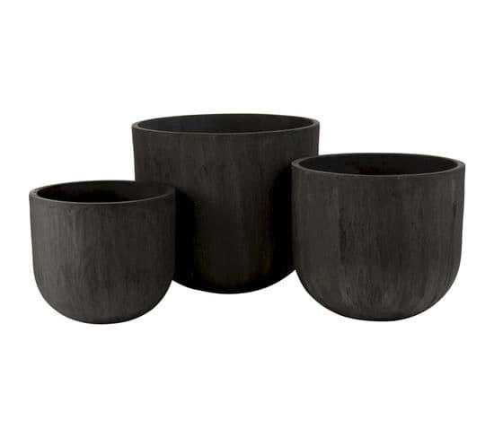 Cache-pot (x3) Noir Pierre 50x50x43,5cm