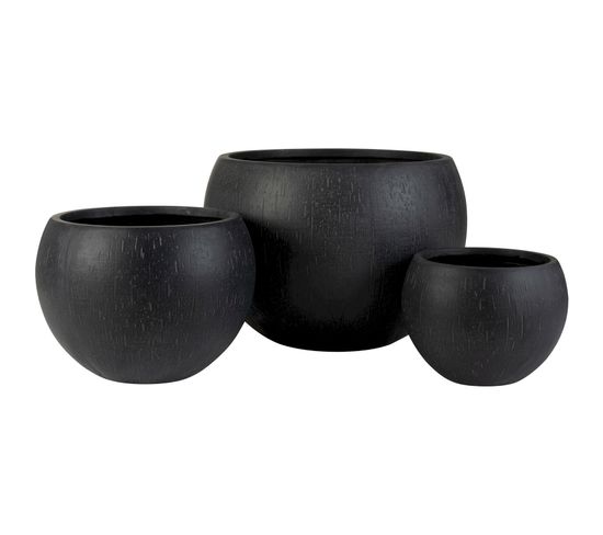 Cache-pot (x3) Noir Résine 55,5x55,5x39cm