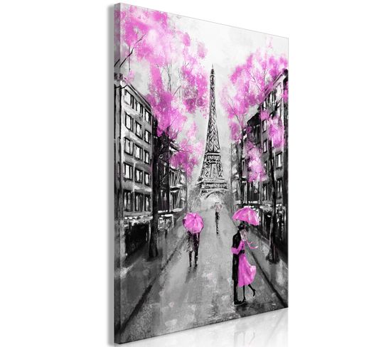 Tableau Paris Rendez-vous (1 Part) Vertical Pink 60 X 90 Cm Rose